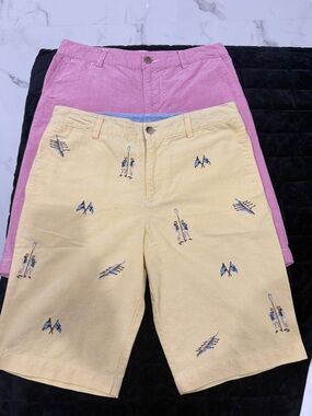 Polo by Ralph Lauren Pink & Yellow Kids Shorts - Embroidered Nautical Motifs